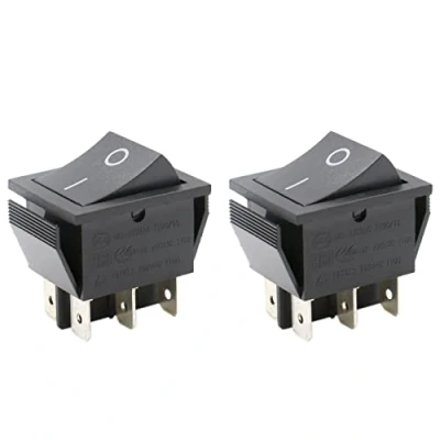 Bild av Heschen Vippbrytare ON OFF DPDT 16A 250VAC 2 pack svart