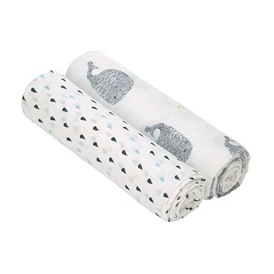 Bild av Casual Baby skötfilt spottfilt mullduk set om 2 bomull 120 x cm/Heavenly mjuk swaddle XL litet vatten val