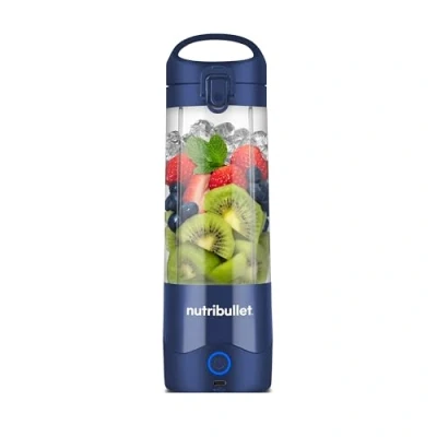 Bild av nutribullet lätt portabla blender, 475 ml BPA fri Tritan, miniblender med 4 punktsblad i rostfritt stål, multifunktionell USB C laddare, 15+ blandningscykler, Marinblå, NBP003NBL
