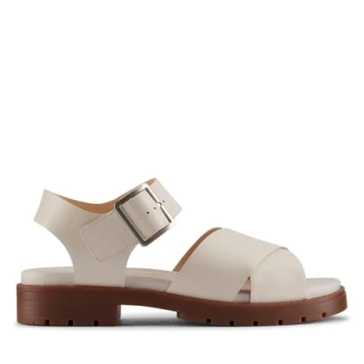 Bild av Clarks Premium Orinoco Cross Sandal för kvinnor, krämläder, 6 UK, Kräm läder, 39 EU
