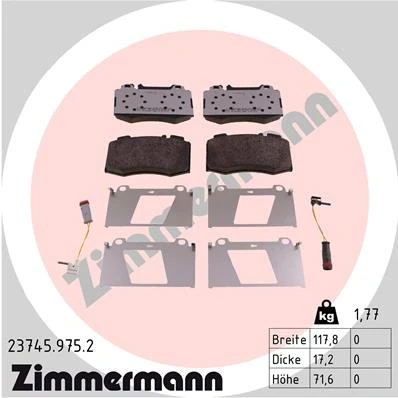 Bild av Bromsbeläggssats, skivbroms Zimmermann 23745.975.2