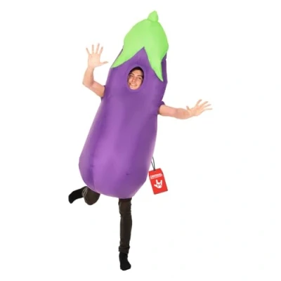Bild av Morph uppblåsbar aubergine kostym för vuxna rolig grönsaksdräkt unik matdräkt fester