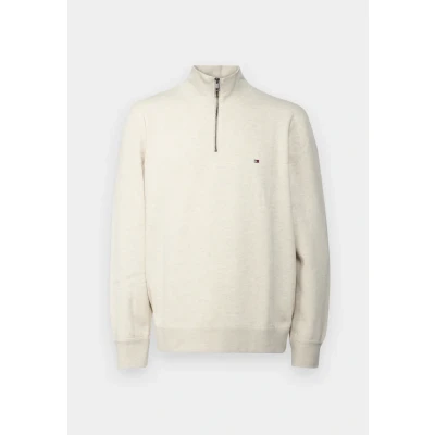 Bild av Tommy Hilfiger herr ESSENTIAL FLEECE 1/4 ZIP MW0MW37233 halv dragkedja tröja, brun, XS, Brun (ljungad havremjölk), XS