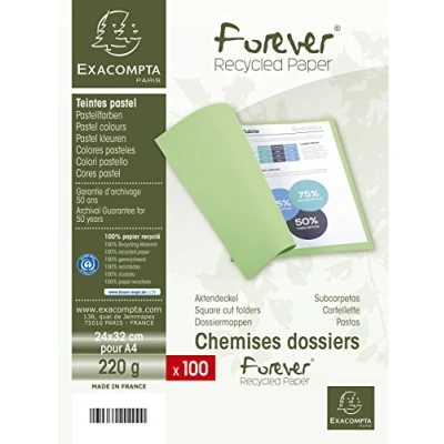 Bild av Exacompta Ref. 410002E Förpackning med 100 st Forever® 220 g/m2 styva mappar 100% återvunna och certifierade av Blå Ängeln storlek 24 x 32 cm för A4 format Bubbel färg