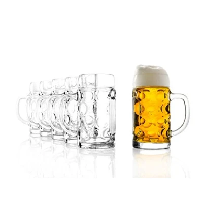 Bild av Stölzle Lausitz ölsejdel Isar/uppsättning med 6 ölmuggar 0,5 liter/stabil ölmugg/ölglas liter av soda lime glas/ölrep l diskmaskinssäker