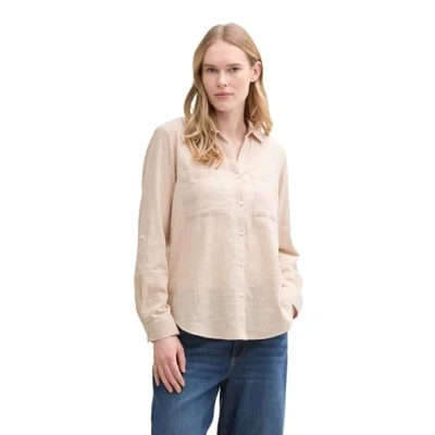 Bild av TOM Tailor SLUB Structure Skjorta, Storlek: 42, Summer beige