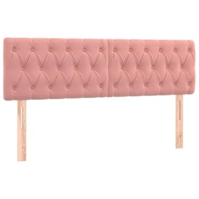 Bild av vidaXL sänggavel LED rosa 160x7x78/88 cm sammet, huvudgavel, gavel, massiv huvudgavlar, gavlar, massiva i sammet