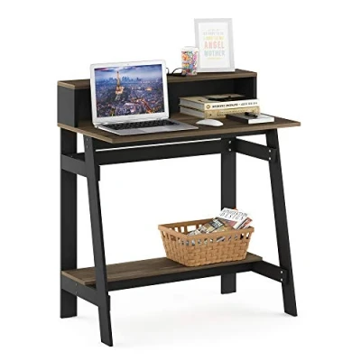 Bild av Furinno Simplistic A Frame datorskrivbord, studieskrivbord, skrivskrivbord, Columbia Walnut, 80,3 (B) x 90,4 (H) 42,9 (D) cm