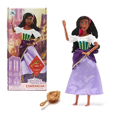 Bild av Disney Store Officiell Esmeralda docka för barn, Notre Dame, 30 cm, helt rörlig med utarbetad hårborste i typisk klänning, lämplig från 3 år