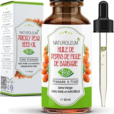 Bild av Ekologisk kaktusfikonfröolja 100 % ren och naturlig kallpressad, extra jungfruolja vård för hud, ansikte, hår. Vegan 30 ml
