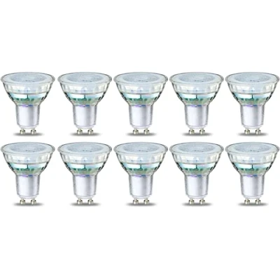 Bild av Amazon Basics GU10 spotlight, lampa, LED, 4 W (motsvarande 50 W), klart filament, varmvit, ej dimbar, 10 pack