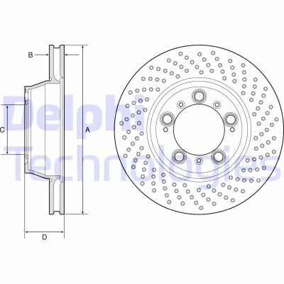 Bild av DELPHI BG9226C Disque de frein 330 28 5 ventilé, troué revêtu à haute teneur en carbone sans roulement roue, bague ABS PORSCHE: 911 Coupe