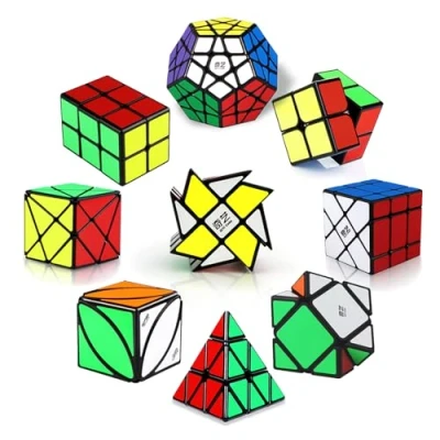 Bild av ROXENDA Magisk Kub Set, [Paket Med 10] Speed Cube Set 2x2x2 3x3x3 2x2x3 Pyramid Dodekahedron Skevaxel Windmill Fisher Ivy Lätt Att Rotera Och Spela Smidigt
