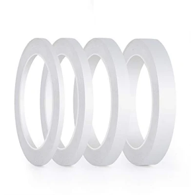 Bild av FEPITO 4 rullar dubbelsidig tejp stark självhäftande sytejp för hantverksklass kontor, 25 meter varje rulle (bredd: 6 mm/9 mm/12 mm/15 mm)