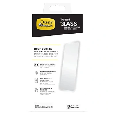 Bild av OtterBox Trusted Glass skärmskydd för Samsung Galaxy A14 5G / A14, härdat glas, x2 repskydd, skydd mot splitter, Utan retailförpackning