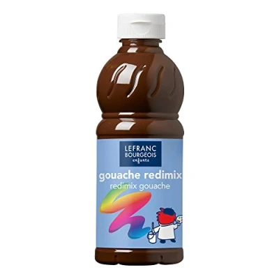 Bild av Lefranc Bourgeois 188016 flytande Tempera Redimix färg, lysande vattenbaserad gouacheffärg, hög täckförmåga, utmärkta målningsegenskaper, klar att använda, 500 ml flaska bränd umbra
