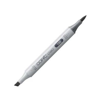 Bild av COPIC Ciao märkpenna typ 100, svart, mångsidig layoutmärkpenna med en medelbred och penselspets