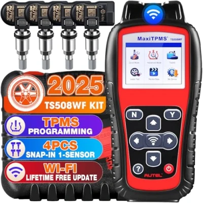 Bild av Autel MaxiTPMS TS508WF KIT, 2024 med 4 2 i 1 Metall MX sensorer[Värde120], TPMS Omlärningsverktyg Uppgradering av TS508 TS501 TS408, Aktivera/Lärna om Sensorer, Program Sensors