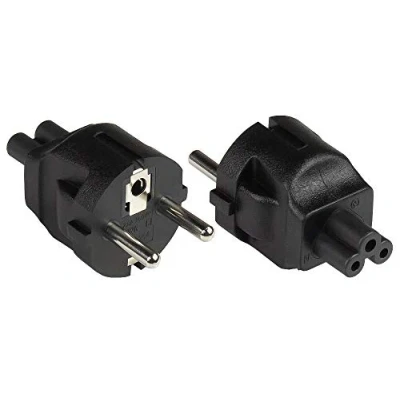 Bild av Good Connections® strömadapter skyddskontaktkontakt typ E+F (CEE 7/7, rak) till klöverbladsuttag C5 (rak) nätadapter/uttagsadapter svart, PA 005S