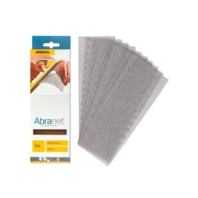 Bild av Mirka Abranet slipband med nät 80x230 mm/kardborreband/korn P120 / 10 st AE175F1012 för dammfri slipning av trä, spackel, lack och plast