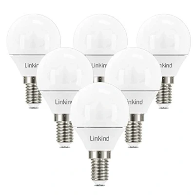 Bild av Linkind E14 LED glödlampor, liten Edison skruv golfboll P45 glödlampa, 4,9 W (40 ekvivalent), 3 000 K varmt vit, 470 lm, icke dimbar, CE/RoHS/ErP certifierad, 6 pack
