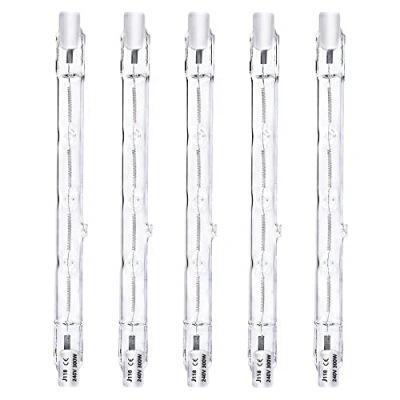 Bild av Luxvista Dimbar R7S 118 mm 300 W halogenpenna glödlampa AC220 240 V 5 900lm J118 linjär halogenstrålkastare för landskapsbelysning, säkerhet, golvlampa (5 st, varmvit, 2 800 K)