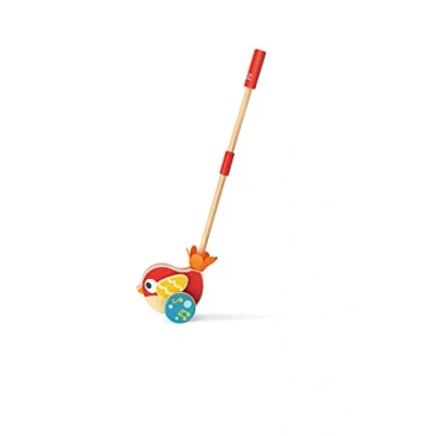 Bild av Hape Lilly Musikalisk Push Along Trä tryck längs baby promenadfågel, lekfull barnleksak med avtagbar pinne