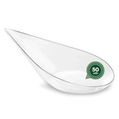 Bild av MAXI PRODUCTS 50 st CATERING Sked Tårdroppe Färg Transparent 10,1 x 5 cm återvinningsbar plastsked speciell catering, evenemang, lock, provsmakning, matvagnar