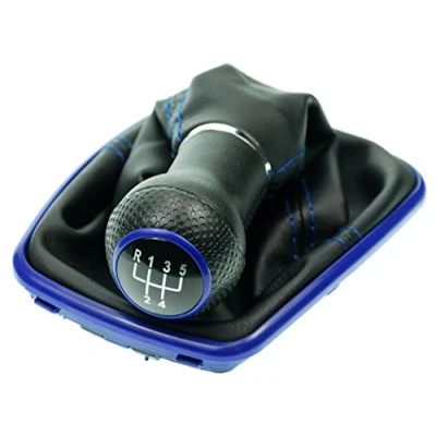 Bild av L&amp;P A251 5 växelspaksknopp 23 mm växelspak kompatibel med VW Golf 4 IV box plug and play ram, reservdel för 1J071113, svart, blå