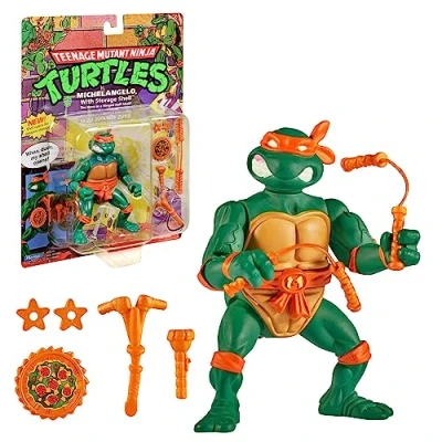 Bild av Ninja Turtles, 10 cm ledad figur, klassisk samlarfigur, Michelangelo, leksak för barn från 4 år, Giochi Preziosi, T0001B