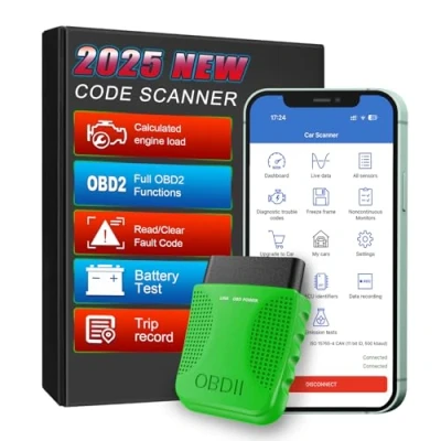 Bild av Bluetooth OBD2 Diagnostisk Enhet Bildiagnostisk Scanner Lämplig för iOS och Android, Trådlös Bil OBDII Komplett System Verktyg, Enhet, Mint Grön