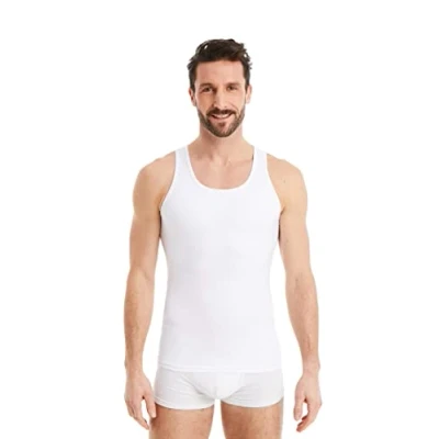 Bild av FINN Figurformande kompressionströja för män med magkontroll effekt ärmlös formkläder linne av bomull body shaper undertröja en platt mage, Vit, L