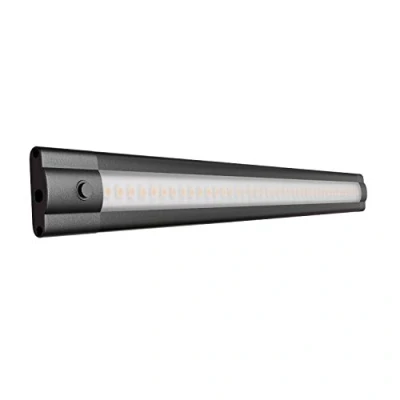 Bild av ledscom.de LED underbäddslampa SIRIS, 30cm, platt, svart, 3,9 W, 370lm, vit, strömbrytare, vägg, uttag, 40cm, remsa, skåp, Led, lampa, vägglampa, underbäddslampa, belysning, vägglampa