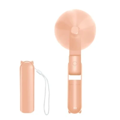 Bild av Jsdoin Handhållen Fläkt, USB uppladdningsbar Bärbar Fläkt Med 3 Hastigheter Mini Fickfläkt Hopfällbar Resefläkt Powerbank Skrivbordsfläktar Snodd för Hem Resa Kontor Utomhus (Rosa)