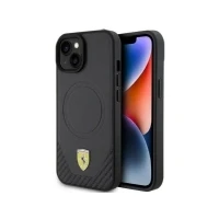 Bild av Ferrari FEHMP15SPTEK fodral för iPhone15 6,1 tum svart hårt kol metalllogotyp