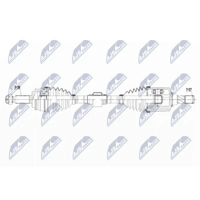 Bild av NTY NPW CH 060 Arbre de transmission Essieu avant gauche 637 JEEP: Compass, Patriot, DODGE: Caliber