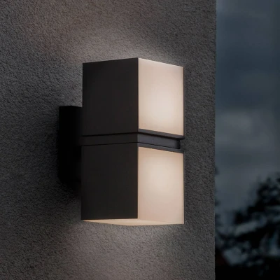 Bild av LUTEC LED utomhusvägglampa Cuba, 2 lampor, svart 3 000 K