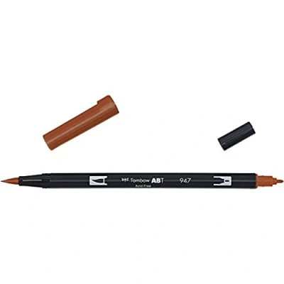 Bild av Tombow ABT Dual Brush Pen, 947 1P, penna med två spetsar, perfekt för handbokstäver och bullet journal, vattenmålad, burnt sienna