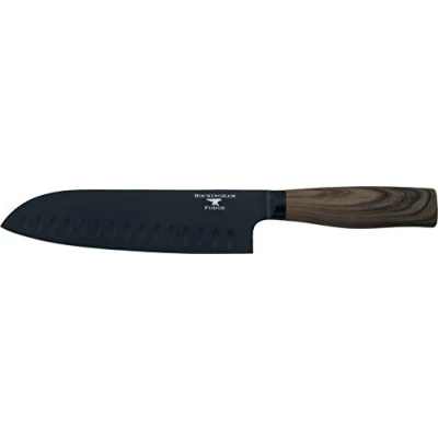 Bild av Rockingham Forge Forester Series 7 Santoku Knife Blad i rostfritt stål med svart oxidbeläggning Ergonomiskt trähandtag Japansk kniv, RF 6183P