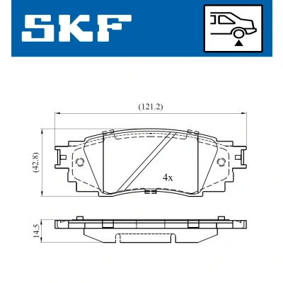 Bild av SKF VKBP 90630 Jeu de plaquettes frein non préparé pour indicateur d&#039;usure TOYOTA: C HR, Corolla XII Break, RAV4 V, LEXUS: RX IV