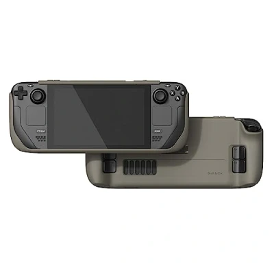 Bild av Skull &amp; Co. GripCase SD for Steam Deck and OLED: A Soft Protective Case with Textured Grips Full Protection Stand, Shock Absorption Non Slip Anti Scratch Cover Design Coyote Gray