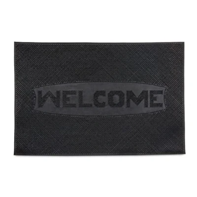 Bild av Relaxdays Gummidörrmatta WELCOME 60 x 40 cm dörrmatta av 100% gummimaterial med halkskydd smutsfångande matta för fötterna avlopp utomhus gummimatta som smutsmatta och entrématta, svart