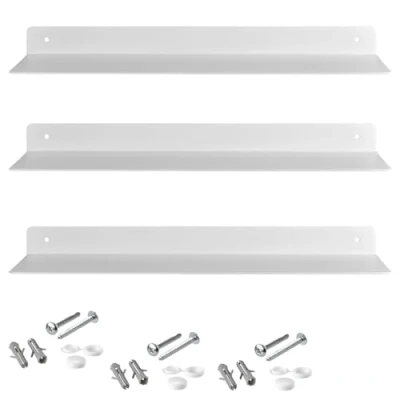 Bild av SOTECH set med 3 design flytande hyllor HOVER III 350 x 130 30 mm vit, väggmonterad, badrumshylla inkl. monteringssats, modern hylla för badrum, kök eller vardagsrum