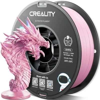Bild av Official CR PETG 3D Printer Filament 1.75mm 1KG (2.2lbs), High Precision Strong Toughness, Odorless Better Flow Moistureproof 4D Printing Ender Filament(Pink)