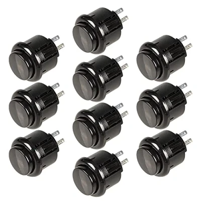 Bild av EG STARTS 10 x 24 mm knapp inbyggd mikrobrytare ersättning för Sanwa OBSF arkad joystick mamma Jamma Games svarta färger