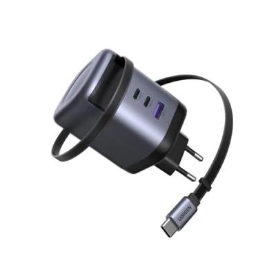 Bild av UGREEN Nexode 100W USB C laddare med utdragbar kabel, 4 portars GaN nätaggregat för bärbar dator, kompatibel MacBook Pro/Air, Galaxy S A serien, iPhone 16 8 iPads