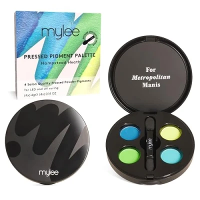 Bild av Mylee Nagel Pressat Pulver Pigmentpaletter Hampstead Heath 4 matta pigment, fet gradient och ombre färger, med svampapplikator, för nagelkonstmanikyr