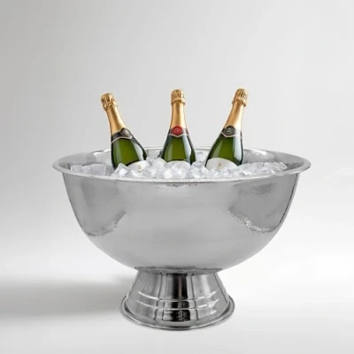 Bild av Spetebo Design rostfritt stål champagneskål hamrad champagnekylare Ø 40 cm flaskkylare