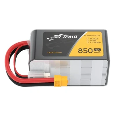 Bild av Tattu 4S Lipo RC batteri 850 mAh 75C 14,8 V mjukt fodral med XT60 kontakt för FPV Quadcopter Mini Drone Aeroplane