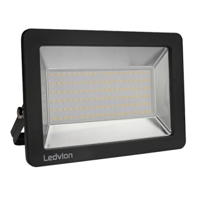 Bild av Ledvion Utomhus LED strålkastare, 100 Watt spotlight, 6 500K säkerhetsbelysning, 1 2 000 lumen, IP65, vattentät, ultraljus, för trädgård, terrass, garage, uteplats